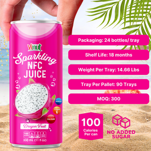 Zumo de fruta de dragón carbonatado 330ml No de concentrado Precio al por mayor Etiqueta privada ODM OEM - Product Image 2