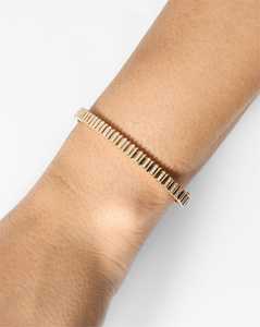 Diamond Ribbed Bangles Pave Set 5mm Hinged Oval Statement <b>Cuff</b> <b>Bracelets</b> Custom 14K 18K Solid Gold Round Cut Lab Grown Wholesale - Product Image 2