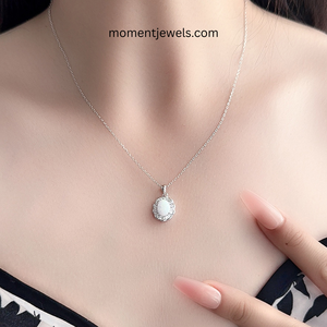 Collar de Plata S925 Estilo Tropical con Colgante Ovalado de Ópalo y Circonita para Mujer, Joyería Moderna de Playa, Regalo de Cumpleaños - Product Image 6