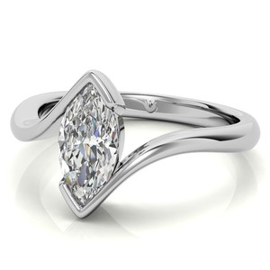 Bague Solitaire de Luxe en Moissanite Certifiée Taille Marquise 10x5mm, Plaqué Or Blanc sur Argent Sterling 925, pour Fiançailles, Mariage et Cérémonie Nuptiale - Product Image 3
