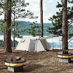 Grande tente de camping familiale pour 4 personnes, imperméable, PU 3000 mm, tente tunnel double couche avec 1 chambre et 1 salon pour les événements - Product Image 2
