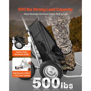 Carrello da Caccia Pieghevole per Tutti i Terreni con Ammortizzatori, Capacità 500 Libbre, per Trasporto Cervi e Attrezzatura da Campeggio - Product Image 2