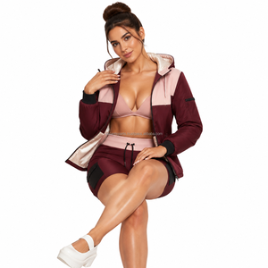 Custom Woven Label Ladies Two Piece Windbreaker Set Quick Dry Polyester Fabric <b>Zip</b> Pocket Chest Design Custom Sportswear New - Product Image 1