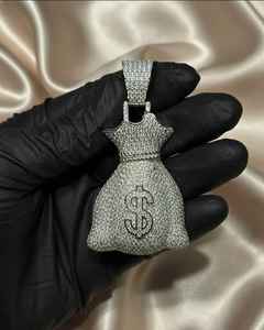 Colgante de Lujo VVS Moissanite de Plata Esterlina 925 con Diseño de Bolsa de Dinero, Pasa la Prueba del Diamante, Joyería Hip Hop Iced Out Bling - Product Image 2