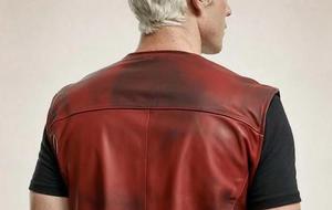 Chaleco de Cuero Rojo Vintage de Alta Calidad para Hombre, Chaleco Clásico para Motociclistas con Cierre Frontal de Broches, para Usar en Todas las Estaciones - Product Image 4