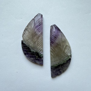 Par de Hojas de Amatista Natural TFH, Talladas a Mano, Piedra Preciosa de 173 Quilates, 55*24MM, para Joyería - Product Image 1