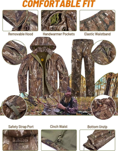 Combinaison de chasse unisexe pour adultes en toile imprimée, respirante, coupe-vent, imperméable, multi-poches, haute qualité, prix abordable - Product Image 4