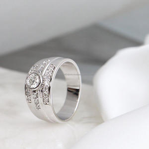 IGI/GIA Lab Grown Vintage 14K oro blanco boda/anillo de compromiso corte diamante Unisex anillo fino para regalo de fiesta de aniversario - Product Image 3