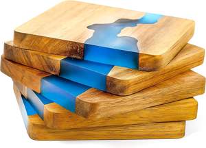 Sous-verre en résine et bois de chêne pour boissons, café, cuisine, maison, fait main, unique, cadeau de pendaison de crémaillère - Product Image 2