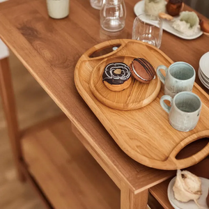 Bandeja de Servir de Madera Pulida Sostenible al por Mayor, Diseño Antiguo, Apta para Lavavajillas, Compartimento Único, Mango de la Mejor Calidad - Product Image 2