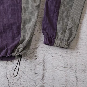 Men's Purple Green Color Block Hooded Zip-Up Jacket and Shorts <b>Set</b> Sporty Quick Dry <b>Knitted</b> Polyester Summer Wear - Product Image 5