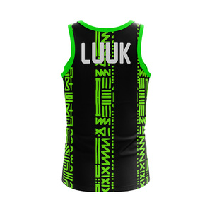 Custom Logo Unisex Tank <b>Top</b> <b>Green</b> Geometric Print Breathable Lightweight Fitness Wear for Sports Events and Active Lifestyles - Product Image 2