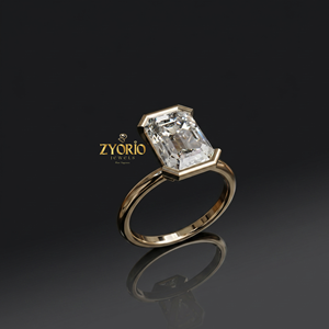 Emerald Cut Solitaire Engagement <b>Ring</b> in 925 Sterling <b>Silver</b> Minimalist Bezel <b>Set</b> Statement <b>Ring</b> for Women - Product Image 4