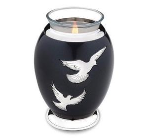 Urna Funeraria de Metal (Latón/Aluminio) Marrón con Grabado Plateado para Guardar Cenizas, Estilo Moderno - Product Image 6