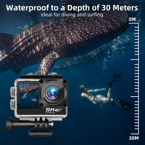 Nouvelle caméra d'action portable HD 5K à double écran, étanche jusqu'à 30 m, anti-vibrations, avec Wifi, pour la plongée et le ski - Product Image 4