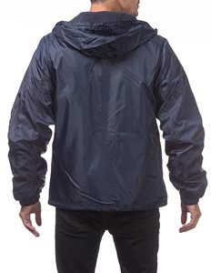 Veste coupe-vent à capuche jaune fluo pour homme, vêtement d'extérieur décontracté d'été, fermeture éclair intégrale, coupe classique, couleur unie, en polyester - Product Image 3