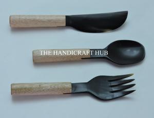 Juego de cubiertos de alta calidad de cuerno de búfalo, juego de 3 piezas para servir comida, al mejor precio. - Product Image 4