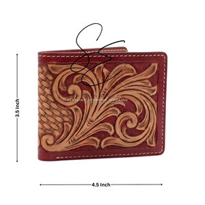Genuine Leather Bifold <b>Wallet</b> for Men Hand Tooled Western Style Slim Card <b>Holder</b> Cowboy <b>Wallet</b> - Product Image 3