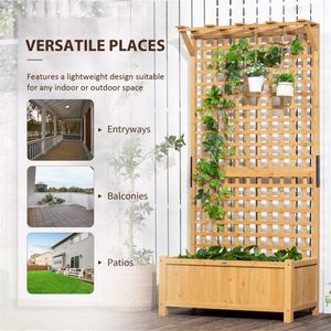 Fioriera rialzata da giardino gialla con traliccio per piante rampicanti - Product Image 5