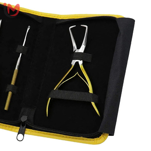 Professional Gold Stainless Steel Strong Hold Clip-On Hair Extension Pliers Tool Kit Leather Pouch <b>Needle</b> OEM - Product Image 3
