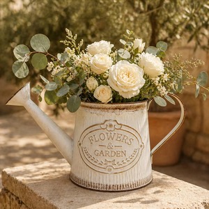 Regadera de metal galvanizado, maceta decorativa para jardín de hadas, mejora el atractivo visual del jardín, de la India. - Product Image 2