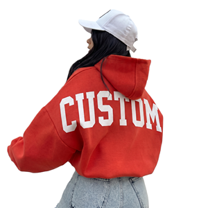 New Arrival Custom Women's Big Letter <b>Back</b> Print Hoodies Oversized <b>Drop</b> Shoulder Fleece Cotton Casual Pullover Hoodie Supplier - Product Image 1