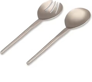 ชุดช้อนส้อมโลหะหรูหราสำหรับเสิร์ฟสลัด ตกแต่งโต๊ะอาหารและห้องครัว - Product Image 6