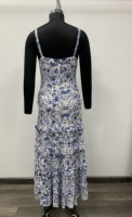 Robe midi à bretelles spaghetti à imprimé floral avec volants, robe tissée décontractée d'été