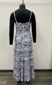 Robe midi à bretelles spaghetti à imprimé floral avec volants, robe tissée décontractée d'été - Product Image 2