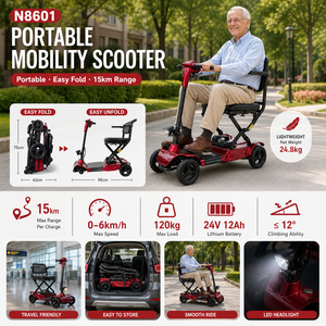Scooters Elétricos Profissionais para Mobilidade ao Ar Livre para Adultos, Deficientes e Idosos, Dobráveis, à Prova d'Água, Bateria de <span class=keywords><strong>24V</strong></span> 10Ah >15KM - Product Image 3