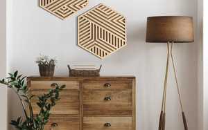 Panneau mural en bois géométrique moderne, décoration murale en bois artisanale pour salon, chambre et décoration intérieure - Product Image 1