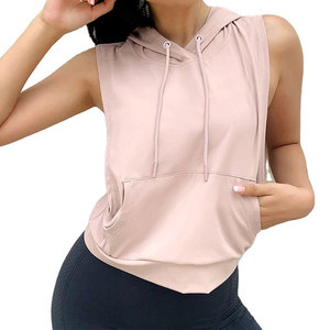 Ropa Deportiva para Mujer, Sudadera sin Mangas para Gimnasio, Sudadera con Capucha para Fisicoculturismo, 100% Algodón, Sudadera sin Mangas con Capucha - Product Image 3