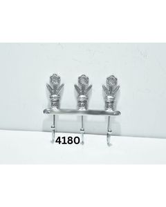 Handcrafted Floral Design Aluminum Wall <b>Hook</b> Rack Decorative 3 <b>Hook</b> Key Holder Coat <b>Towel</b> Organizer for Home Decor at Best Price - Product Image 2