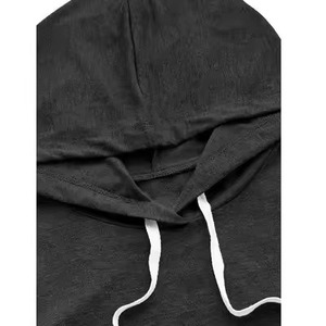 Débardeur noir pour homme avec lacets et capuche, style décontracté pour la gym, personnalisation de marque acceptée, fabriqué en polyester et élasthanne, conception OEM - Product Image 3
