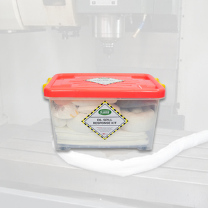 SABER Oil Spill Response Kit Clear Box with Red Lid 45 Liter Absorbent Pads Emergency Kit - Product Image 1
