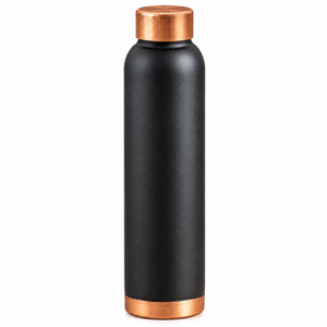 Premium Black <b>Copper</b> <b>Water</b> <b>Bottle</b> with Matte Finish <b>Copper</b> Screw Cap and Base Reusable Metal Flask | Modern Drinkware Essentials - Product Image 1