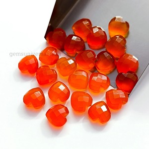 Piedra Preciosa Natural de Cornalina en Forma de Corazón Facetada de 10 mm, Colgante de Corazón Tallado a Mano, Piedra Suelta al por Mayor para Fabricación de Joyería - Product Image 3