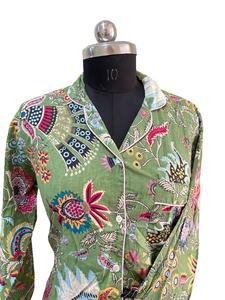 เสื้อเชิ๊ตแขนยาวผ้าคอตตอนสีเบจของผู้หญิงเสื้อมีกระดุมพิมพ์ลายป่าชุดลูกไม้แต่งลายดอกไม้เสื้อเซ็กซี่สำหรับทุกฤดูและฤดูใบไม้ร่วง - Product Image 2