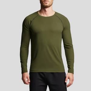 <b>Athletic</b> Men's Quick Dry High Stretch Training Muscle Fit Long Sleeve Workout T-Shirt Raglan Sleeve Gym Wear Sport Top - Product Image 6