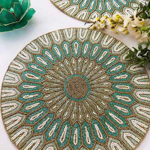 Handmade Embroidery Glass Seed Beaded <b>Placemat</b> <b>For</b> Parties Wedding Decorative Centrepiece Home Dining Coffee Elegant <b>Table</b> Mat - Product Image 2
