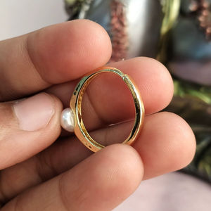 Anillo de Perlas de Agua Dulce Elegante y Ajustable, Chapado en Oro, Talla Única, Anillo de Perlas de Agua Dulce Redimensionable, Fabricante - Product Image 3