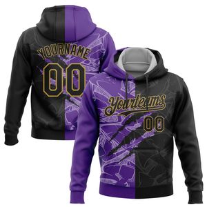 Sudadera con Capucha Personalizada para Hombre, Diseño de Grafiti Morado y Negro, Sublimación, Poliéster, Ropa Deportiva Informal para Otoño - Product Image 6