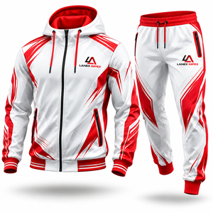 Ensemble de survêtement à capuche personnalisé avec logo par sublimation, coupe ajustée, imprimé intégral, vêtements de sport pour l'entraînement en équipe, veste légère et respirante pour hommes - Product Image 1