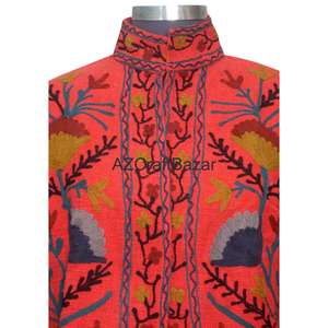 Chaqueta Bomber para Mujer con Cuello en V, Diseño Floral Vintage, Bordado Suzani TNT Hecho a Mano, Transpirable, de Secado Rápido y Ecológico - Product Image 3