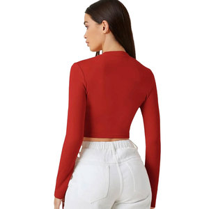 Solid Trader High Elastic Waist Tight Fit Attractive Look Seamless Construction Breathable Moisture Wicking Women Crop <b>Top</b> - Product Image 4