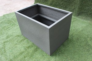 Classic Grey <b>Rectangular</b> Flower <b>Pot</b> Dotted Texture Outdoor Floor Garden Planter Minimalist Style Durable Lightweight Fiberglass - Product Image 3