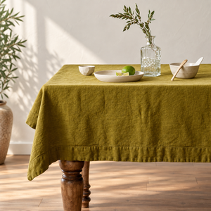 Nappe de table en lin de lin pur, faite à la main, douce au toucher, lavable, de luxe, pour usage domestique, qualité supérieure - Product Image 1