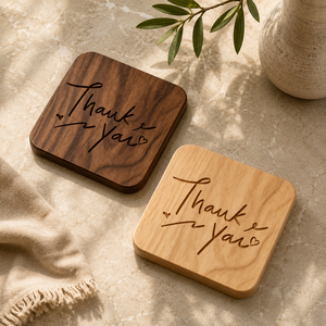 Posavasos de Madera con Corte Láser 'Just One More Kiss', Base para Bebidas Grabada en Madera Maciza, Regalo Romántico, Protección de Mesa, Decoración del Hogar - Product Image 4
