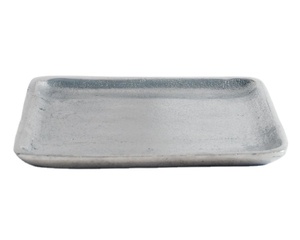 Plateau de service en métal argenté Antique moulé à la main, structure en Aluminium, style industriel brut, décoration de maison, plateaux à fruits rectangulaires de luxe - Product Image 1