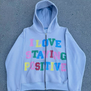 Dtg Screen Print Zipper Hoodie Men Street Wear Heavyweight Cotton Graphic Y2K <b>Zip</b> up Hoodies Custom Hoodie Manufacturer - Product Image 1